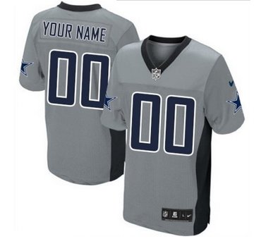 Men's Nike Dallas Cowboys Customized Elite Grey Shadow NFL Jersey