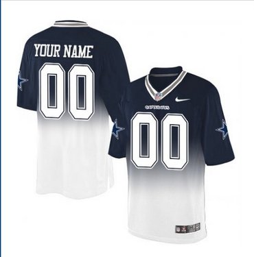 Men's Nike Dallas Cowboys Customized Limited NavyWhite Fadeaway NFL Jersey