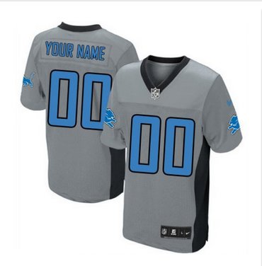 Men's Nike Detroit Lions Customized Elite Grey Shadow NFL Jersey
