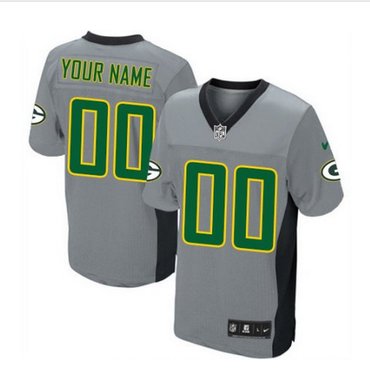 Men's Nike Green Bay Packers Customized Elite Grey Shadow NFL Jersey