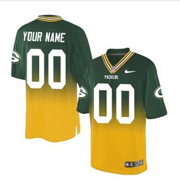 Men's Nike Green Bay Packers Customized Limited GreenGold Fadeaway NFL Jersey