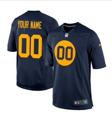 Men's Nike Green Bay Packers Customized Limited Navy Blue Alternate NFL Jersey