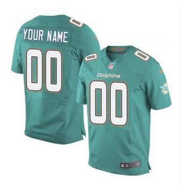 Men's Nike Miami Dolphins Customized Elite Aqua Green Team Color NFL Jersey