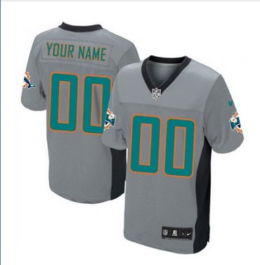 Men's Nike Miami Dolphins Customized Limited Grey Shadow NFL Jersey