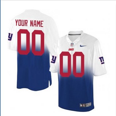 Men's Nike New York Giants Customized Limited WhiteRoyal Blue Fadeaway NFL Jersey