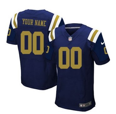Men's Nike New York Jets Customized Elite Navy Blue Alternate NFL Jersey