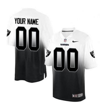 Men's Nike Oakland Raiders Customized Limited WhiteBlack Fadeaway NFL Jersey