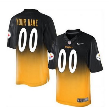 Men's Nike Pittsburgh Steelers Customized Elite BlackGold Fadeaway NFL Jersey