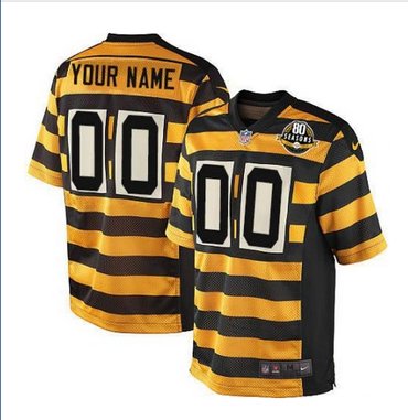 Men's Nike Pittsburgh Steelers Customized Elite YellowBlack Alternate 80TH Anniversary Throwback NFL Jersey