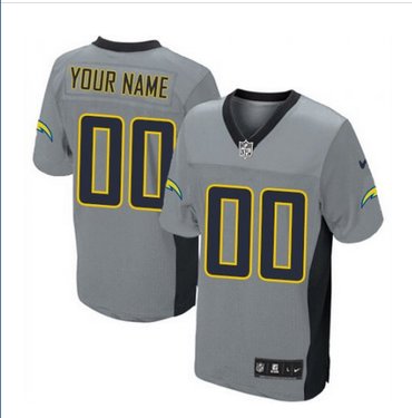 Men's Nike San Diego Chargers Customized Elite Grey Shadow NFL Jersey