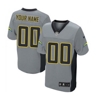 Men's Nike San Diego Chargers Customized Limited Grey Shadow NFL Jersey