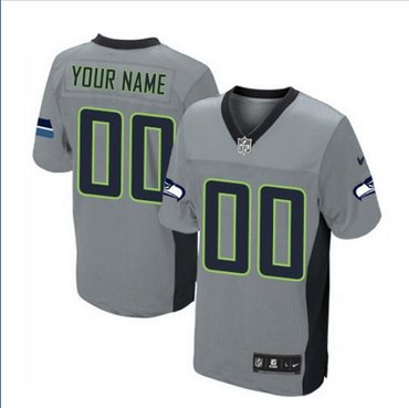 Men's Nike Seattle Seahawks Customized Elite Grey Shadow NFL Jersey