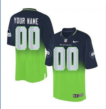 Men's Nike Seattle Seahawks Customized Elite NavyGreen Fadeaway NFL Jersey