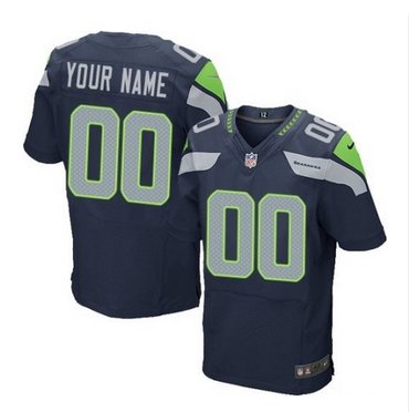 Men's Nike Seattle Seahawks Customized Elite Steel Blue Team Color NFL Jersey