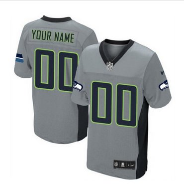 Men's Nike Seattle Seahawks Customized Limited Grey Shadow NFL Jersey