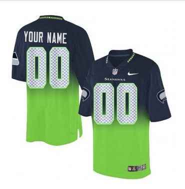 Men's Nike Seattle Seahawks Customized Limited NavyGreen Fadeaway NFL Jersey
