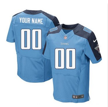 Men's Nike Tennessee Titans Customized Elite Light Blue Team Color NFL Jersey