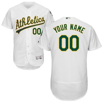 Men's Oakland Athletics Majestic Home White FlexBase Authentic Collection Custom Jersey