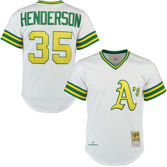 Men's Oakland Athletics Rickey Henderson Mitchell & Ness White Throwback Authentic Jersey Men's Oakland Athletics Rickey Henderson Mitchell & Ness White Throwback Authentic Jersey