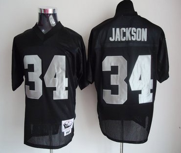 Men's Oakland Raiders #34 Bo Jackson Black Throwback Jersey