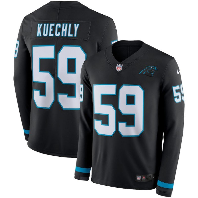Men's Panthers #59 Luke Kuechly Black Team Color Men's Stitched NFL Limited Therma Long Sleeve Jersey Men's Panthers #59 Luke Kuechly Black Team Color Men's Stitched NFL Limited Therma Long Sleeve Jersey