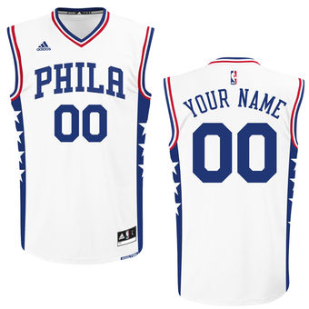 Men's Philadelphia 76ers adidas White 2015 Custom Replica Home Jersey