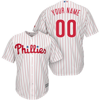Men's Philadelphia Phillies Majestic White Red Home Cool Base Custom Jersey