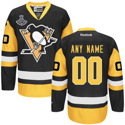 Men's Pittsburgh Penguins Reebok Black 2016 Stanley Cup Champions Premier Custom Jersey