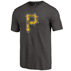 Men's Pittsburgh Pirates Ash Distressed Team Tri-Blend T-Shirt1