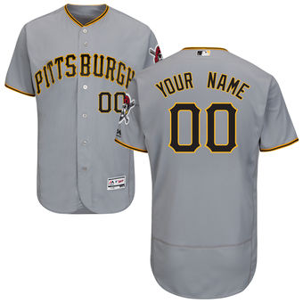 Men's Pittsburgh Pirates Majestic Road Gray FlexBase Authentic Collection Custom Jersey
