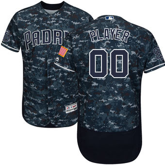 Men's San Diego Padres Majestic Navy Camo Alternate FlexBase Authentic Collection Custom Jersey