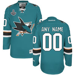 Men's San Jose Sharks Reebok Teal 2016 Stanley Cup Final Bound Premier Home Custom Jersey