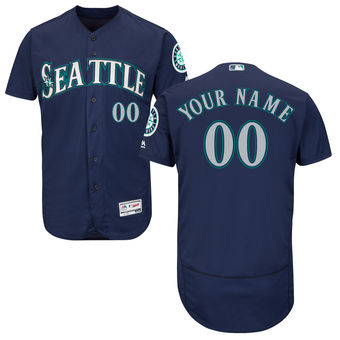 Men's Seattle Mariners Majestic Alternate Navy FlexBase Authentic Collection Custom Jersey