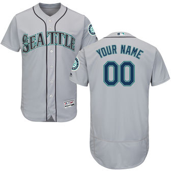 Men's Seattle Mariners Majestic Road Gray FlexBase Authentic Collection Custom Jersey