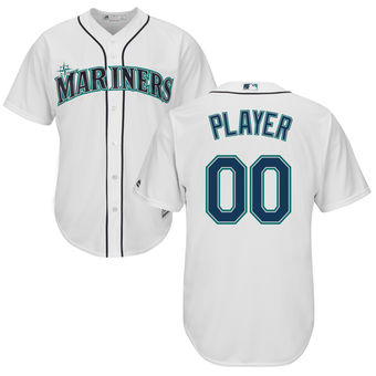 Men's Seattle Mariners Majestic White Cool Base Custom Jersey