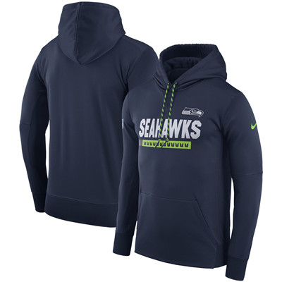 Men's Seattle Seahawks Nike Navy Sideline Team Name Performance Pullover Hoodie Men's Seattle Seahawks Nike Navy Sideline Team Name Performance Pullover Hoodie