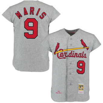 Men's St. Louis 1967 Cardinals Roger Maris Mitchell & Ness Gray Authentic Throwback Jersey Men's St. Louis 1967 Cardinals Roger Maris Mitchell & Ness Gray Authentic Throwback Jersey