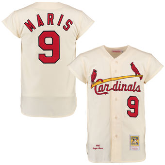 Men's St. Louis Cardinals 1967 Roger Maris Mitchell & Ness Cream Authentic Throwback Jersey