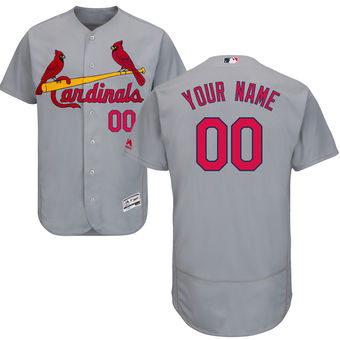 Men's St. Louis Cardinals Majestic Road Gray FlexBase Authentic Collection Custom Jersey