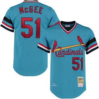 Men's St. Louis Cardinals Willie McGee Mitchell & Ness Light Blue Authentic Jersey