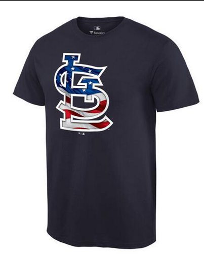 Men's St.Louis Cardinals USA Flag Fashion T-Shirt Navy Blue
