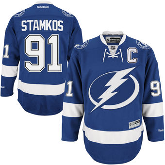 Men's Tampa Bay Lightning Steven Stamkos Reebok Blue Home Captain Premier Jersey Men's Tampa Bay Lightning Steven Stamkos Reebok Blue Home Captain Premier Jersey