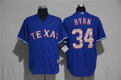 Men's Texas Rangers #34 Nolan Ryan Majestic Blue 2017 Color Printing Cool Base Jersey Men's Texas Rangers #34 Nolan Ryan Majestic Blue 2017 Color Printing Cool Base Jersey