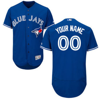 Men's Toronto Blue Jays Majestic Home White FlexBase Authentic Collection Blue Customized Jersey