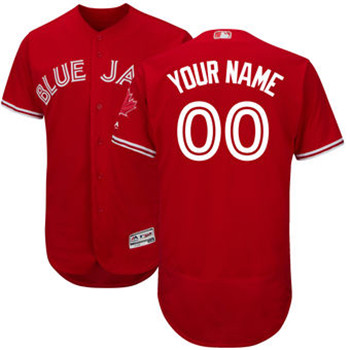Men's Toronto Blue Jays Majestic Home White FlexBase Authentic Collection Red Customized Jersey