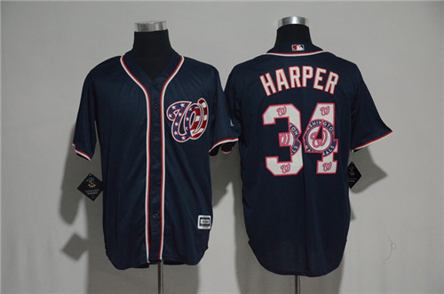 Men's Washington Nationals #34 Bryce Harper Majestic?Black 2017 Color Printing Cool Base Jersey