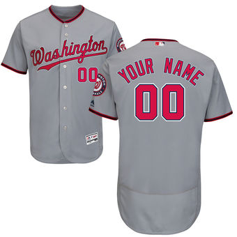 Men's Washington Nationals Majestic Road Gray FlexBase Authentic Collection Custom Jersey