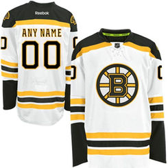 Mens Boston Bruins Reebok White EDGE Authentic Custom Road Jersey