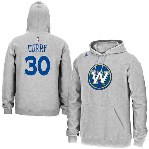 Mens Golden State Warriors Stephen Curry adidas Gray Name & Number Pullover Hoodie