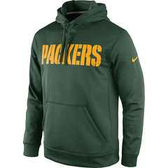 Mens Green Bay Packers Nike Green KO Wordmark Performance Hoodie